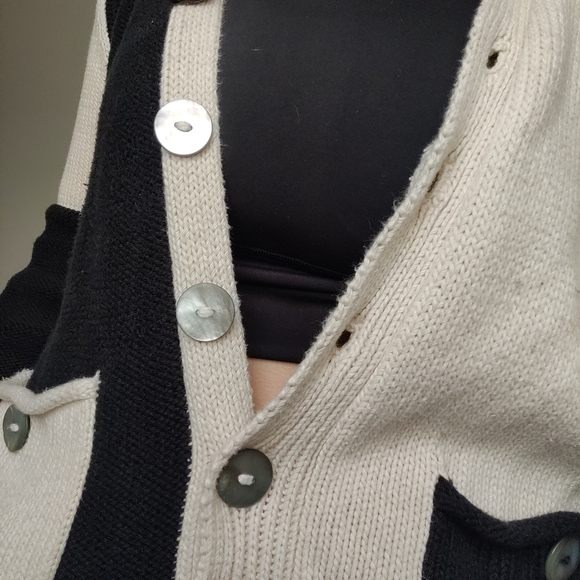 Handknit Cotton Patchwork Cardigan - Picture 2 of 7